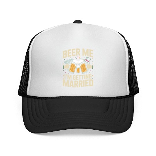 Beer Bachelorette party Funny Bride and Groom Trucker Caps