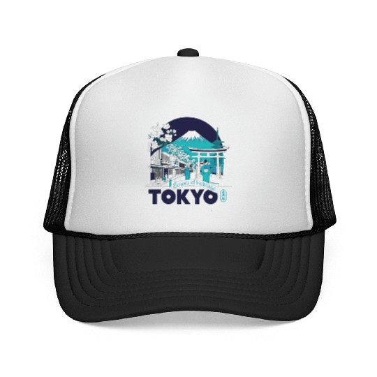 Tokyo Skyline with Mount Fuji Trucker Caps