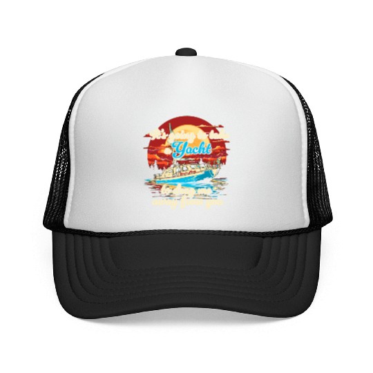 Vintage Style on Back Yacht Rock Party Boat Trucker Caps