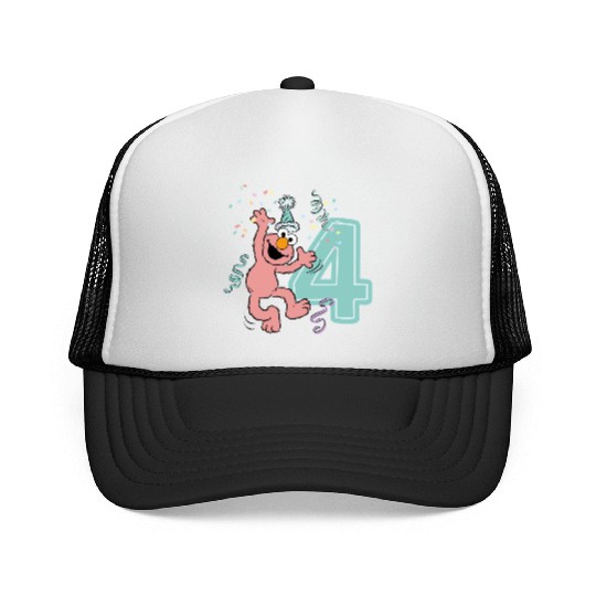 Sesame Street Birthday Design With Elmo 4 Years Trucker Caps