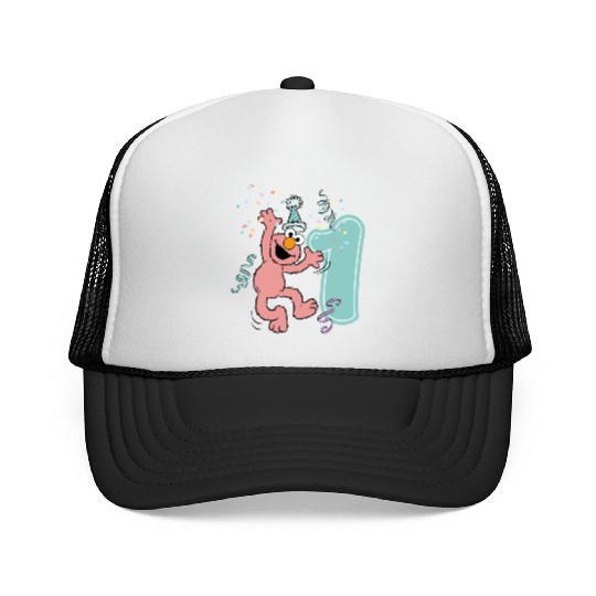 Sesame Street Birthday Design With Elmo One Year Trucker Caps