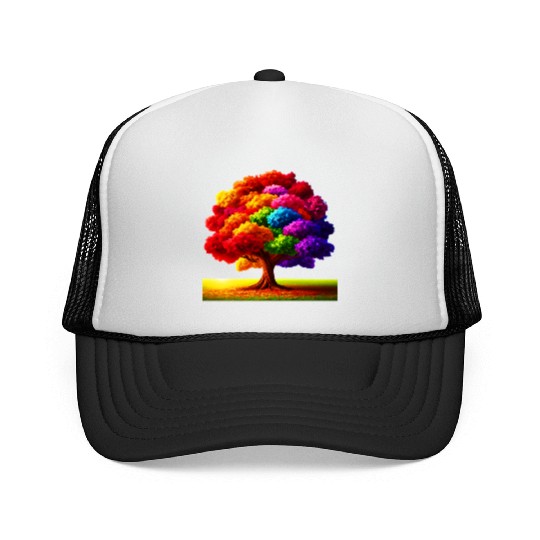Rainbow colours Spectrum Tree Trucker Caps