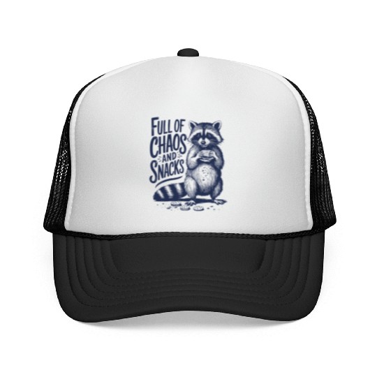 Full Of Chaos And Snacks Raccoon Humor Trucker Caps