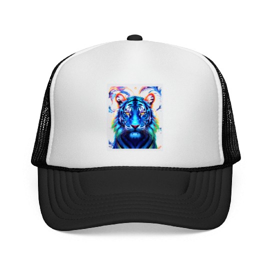 Neon Jungle: Psychedelic Tiger Trucker Caps