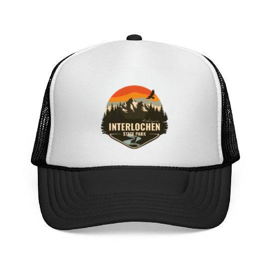 Interlochen State Park Michigan MI Retro Sunset Trucker Caps