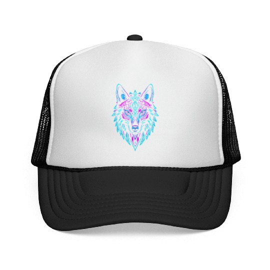 wolf face Trucker Caps