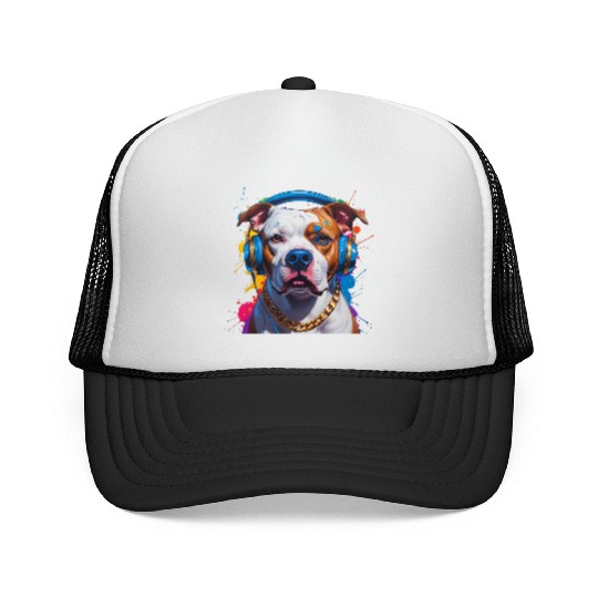 Hip-Hop Pit Bull – Urban Style Pop Art Portrait Trucker Caps