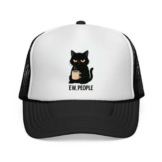 Grumpy Black Cat Coffee Lover – "EW, PEOPLE" Trucker Caps
