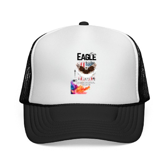 Eagle Full American Flag Bald Eagle Feather Style Trucker Caps