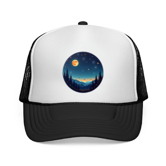 Starry Night Mountain Trucker Caps