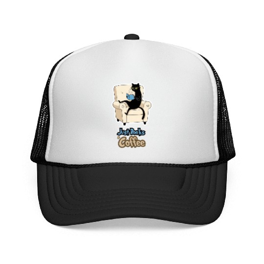 Bookish Black Cat –Art of Reading & Sipping Coffee Trucker Caps