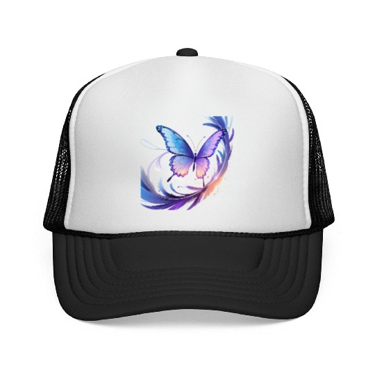Spectrum Wings – Abstract Floral Butterfly Design Trucker Caps