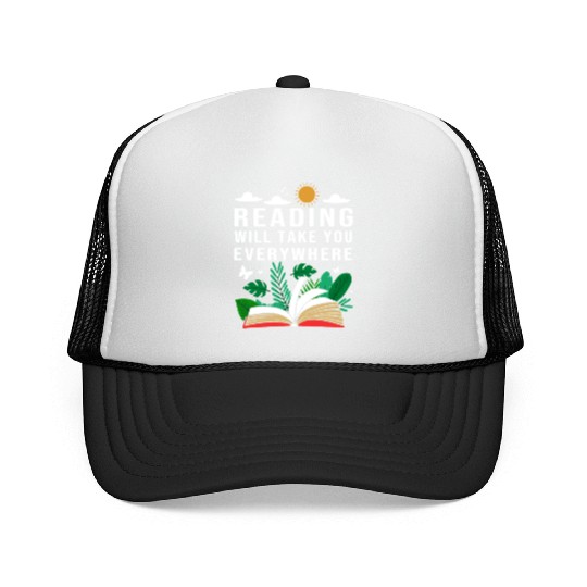 Reading Teacher Librarian Read Book Trucker Caps