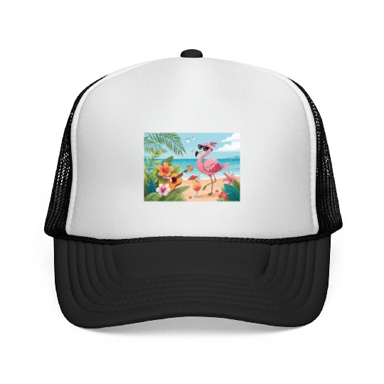 Tropical flamingo party Trucker Caps