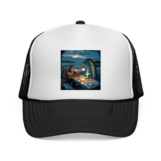 Cryptid Poker Night on Loch Ness - Bigfoot, Trucker Caps