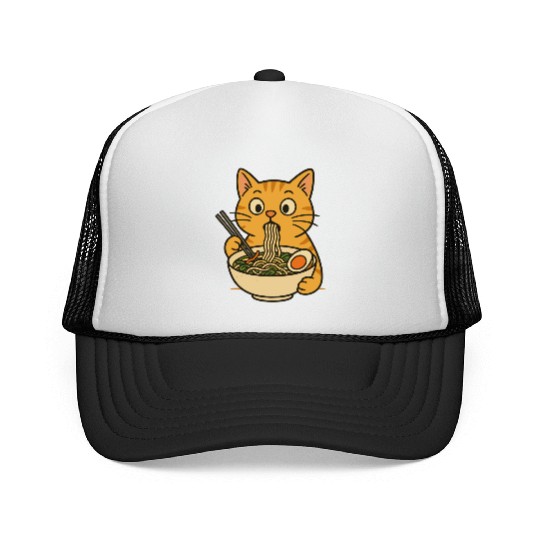 Cat Eating Ramen Trucker Caps