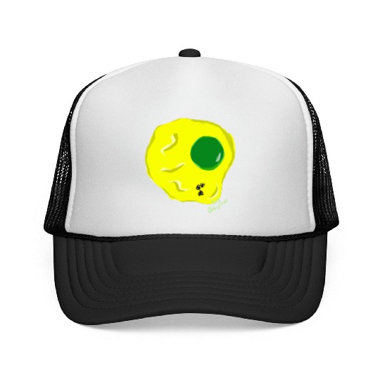 Yellow and green fried egg and flies Trucker Caps