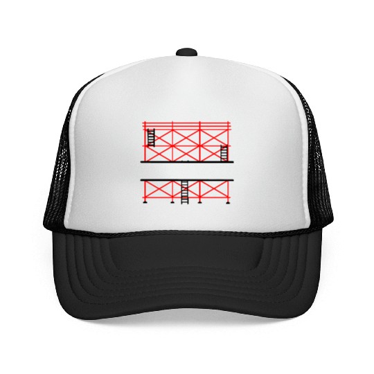 Red Scaffold Banner Company Name Trucker Caps