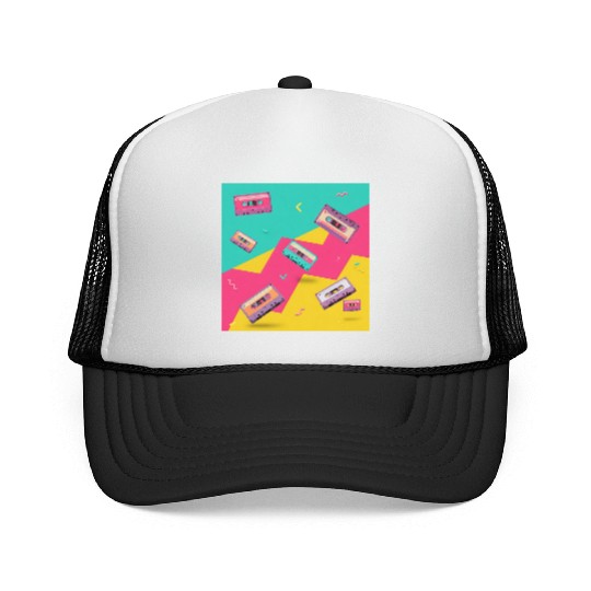 Retro Cassette Tape Pattern Trucker Caps