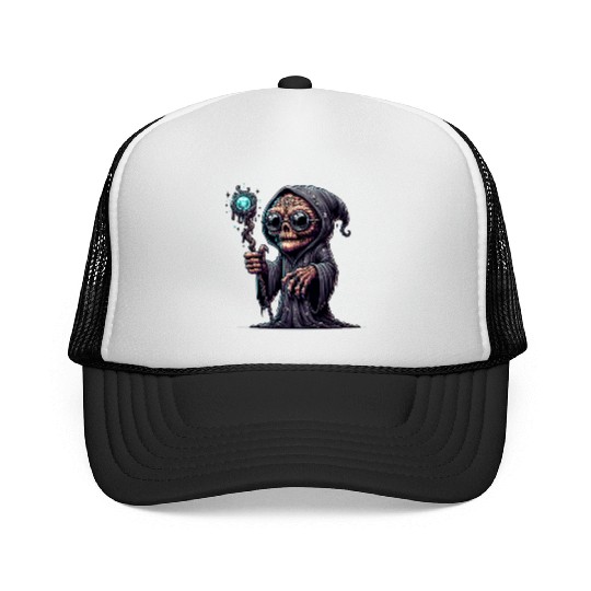 Cosmic Skull Wizard – Creepy Arcane Sorcerer Trucker Caps