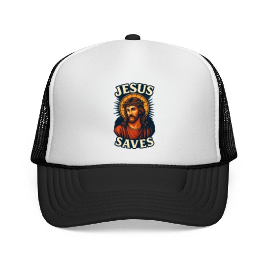 Jesus Saves Trucker Caps Design | Bold Semi-Realistic