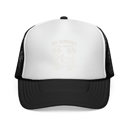 My Summer Is All Booked Book Lover Raccoon Trucker Caps