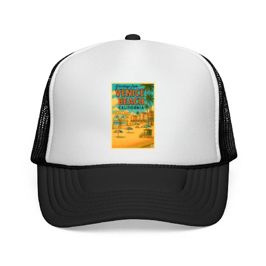 Venice Beach Vintage Postcard Trucker Caps