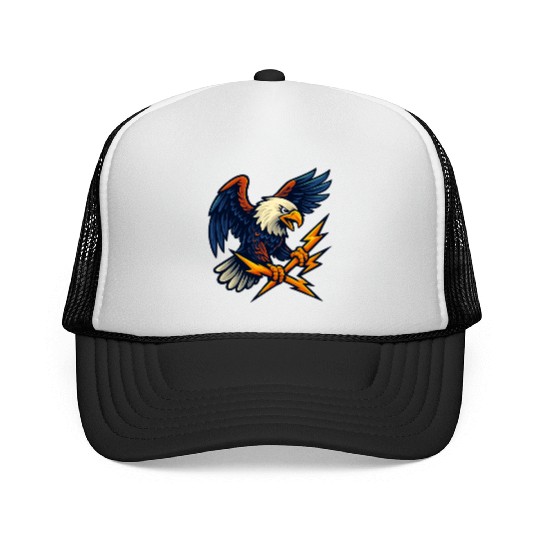 Bald Eagle with Lightning Bolts Trucker Caps Design