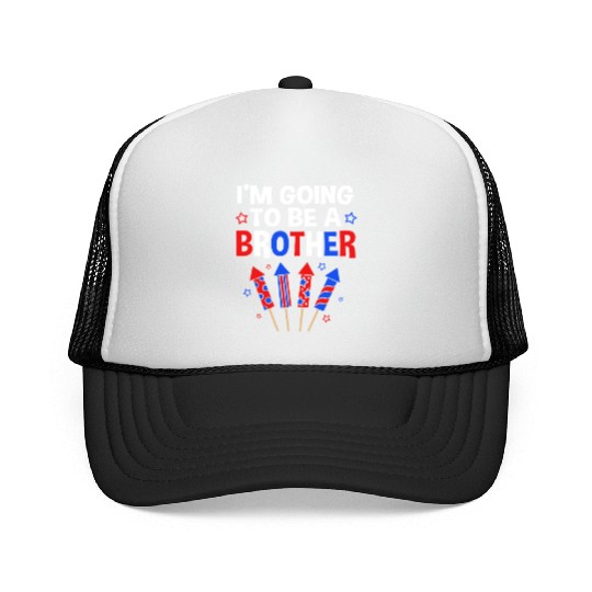 4th Of July Gender Reveal Party Brother Trucker Caps