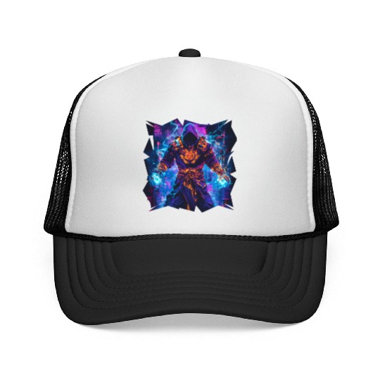 Bright Magician With Energy Aura In Neon Colors Trucker Caps