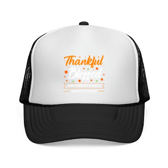 Thanksgiving Teacher Math Teacher Trucker Caps