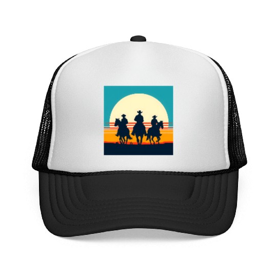 Wild West Sunset Cowboy Trucker Caps