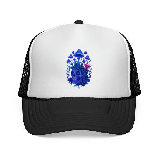Fungi Mind - Trippy Skull Bloom Trucker Caps
