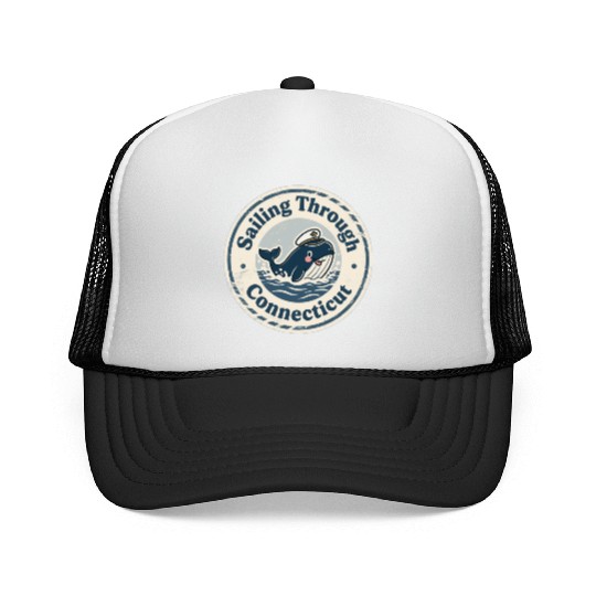Connecticut Whale Captain Design Trucker Caps