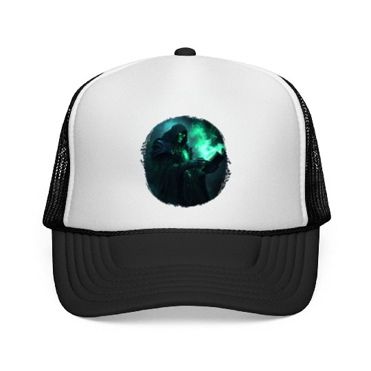 Green Shadow Mage with Burning Spell Book Trucker Caps