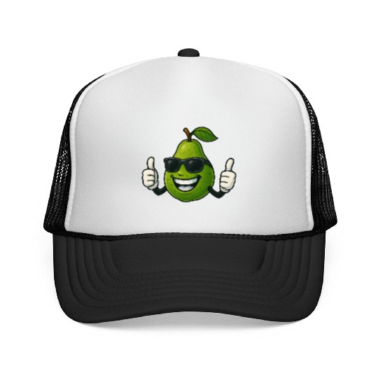 Cute cartoon pear guava fruit summer joy Trucker Caps