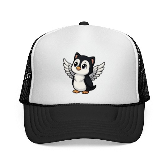 Cute penguin cat angel with cat ears holy Trucker Caps