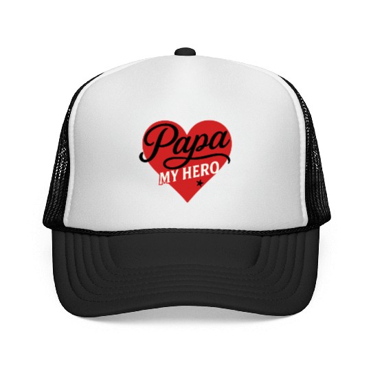Papa My Hero - Father's Day gift - Heart Design Trucker Caps