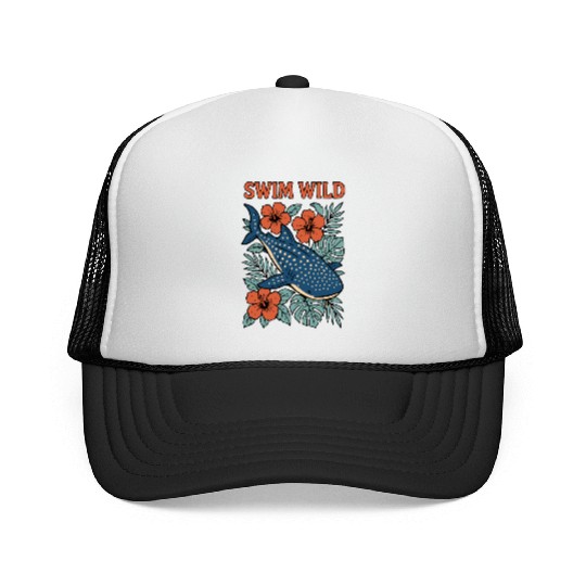 Swim Wild | Tropical Whale Shark Design Trucker Caps
