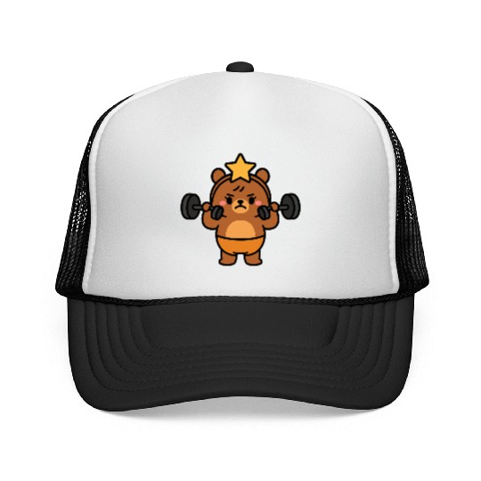 Built Different Bear Quirky Workout Character Trucker Caps