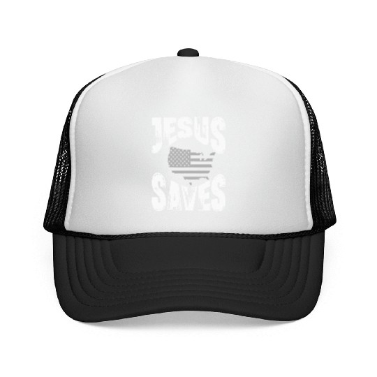 jesus saves usa Trucker Caps