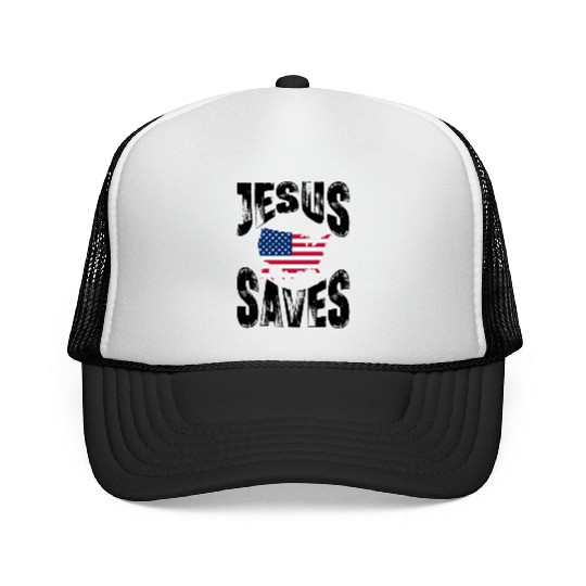 Jesus Saves USA Trucker Caps