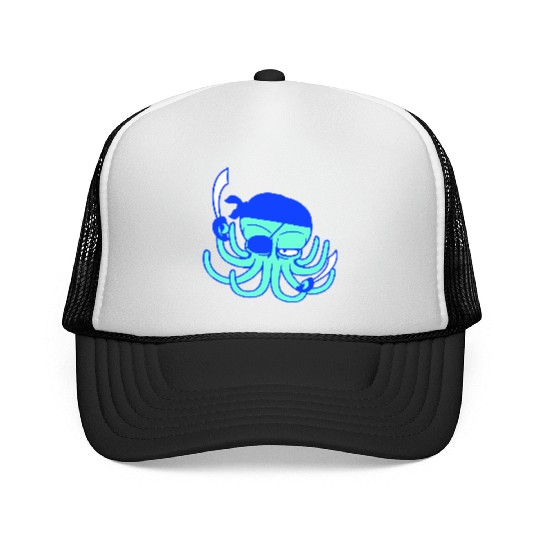 Octopus pirate crew captain sailor buccaneer sail Trucker Caps