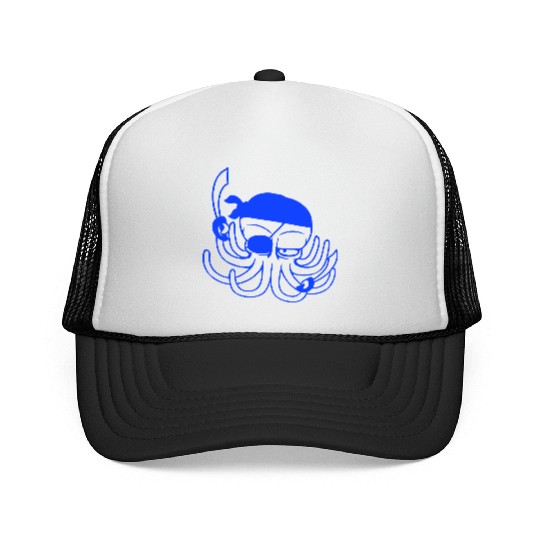 Octopus pirate crew captain sailor buccaneer sail Trucker Caps