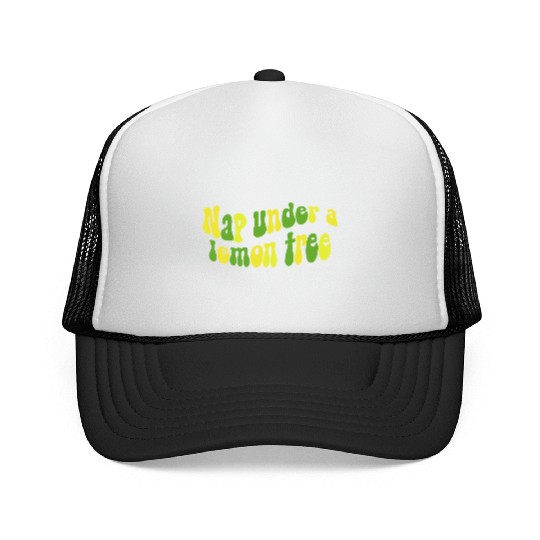 Nap Under a Lemon Tree Retro Design Trucker Caps