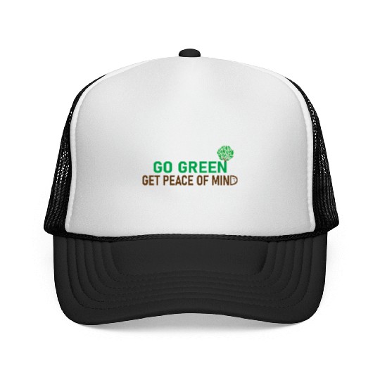 Peaceful Green Tree Logo for Eco Apparel Trucker Caps