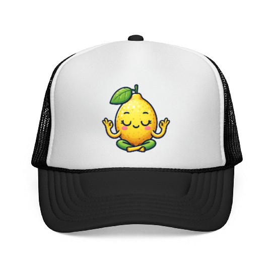 Funny lemon yoga meditation relaxation chill carto Trucker Caps