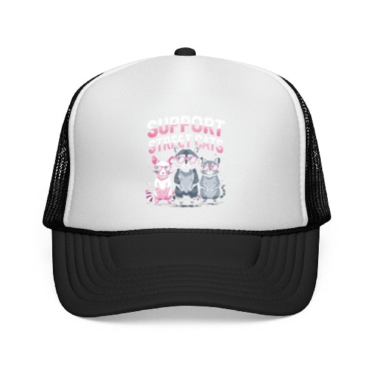 Support Local Street Cats Opossum Raccoon Trucker Caps