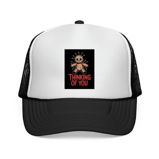 Voodoo Doll Humor – Thinking of You Dark Sarcastic Trucker Caps