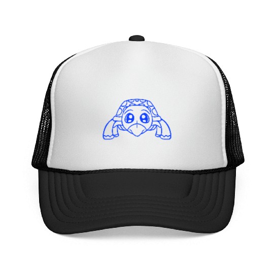 Turtle cute googly eyes little child happy cool Trucker Caps